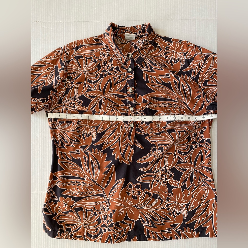 Vintage Go Barefoot Hawaiian Shirt Brick Red and Black 3 button pullover Size XL - Picture 4 of 11